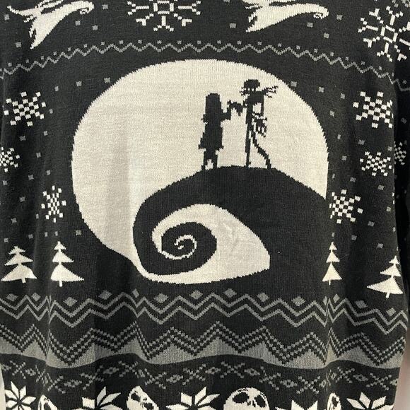 Nightmare Before Christmas Jack Skellington & Sally Ugly Christmas Sweater Sz L - Picture 2 of 5